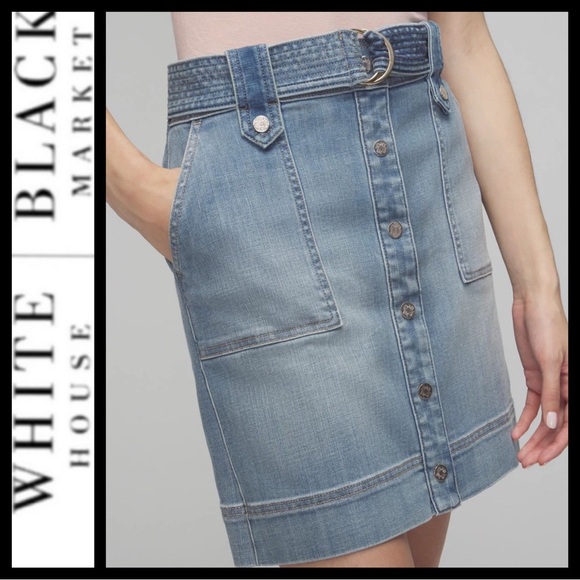 🔥SALE🔥 NWT WHBM Belted Denim Skirt - Picture 2 of 7